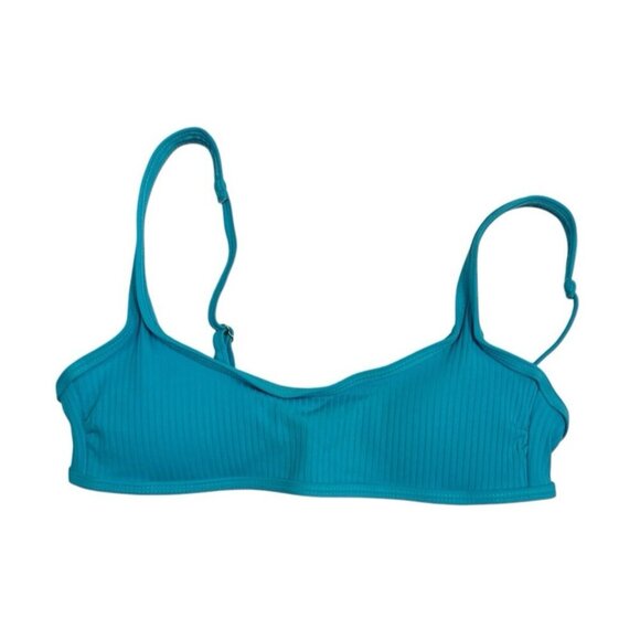 California Waves Juniors XS Bralette Ribbed Knit Swim Top Turquoise NWT - Picture 2 of 15
